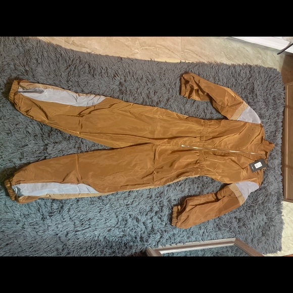On The Fast Track Windbreaker Jumpsuit Brown Combo - Picture 2 of 3